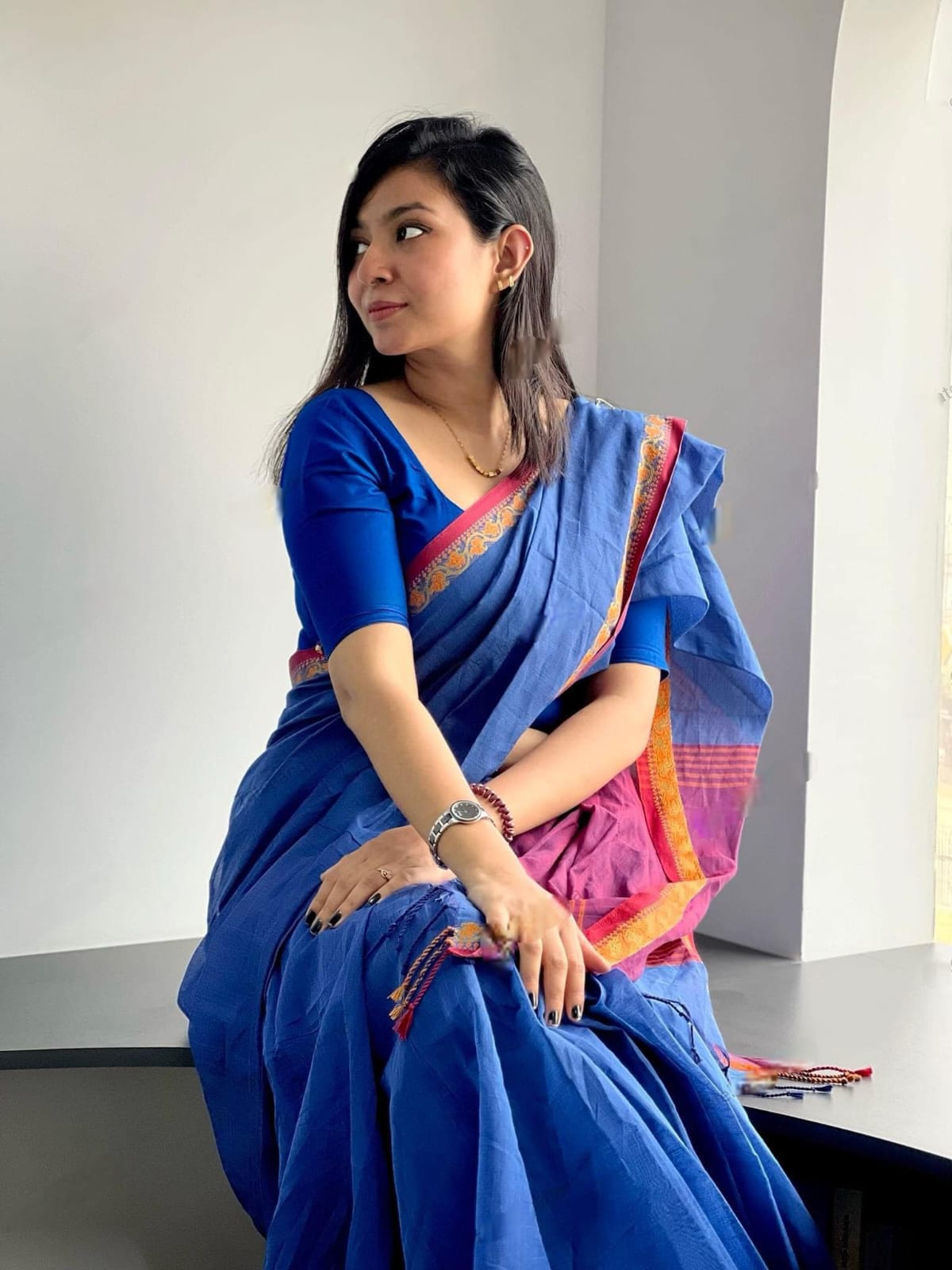 pure Tangail cotton saree Blue pure Tangail cotton saree Blue pure Tangail cotton saree Blue